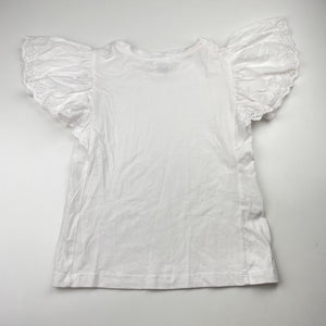 Girls Mango, broderie trim cotton tee / top, EUC, size 7,  