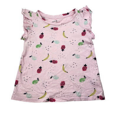 Girls Anko, pink cotton top, fruit, FUC, size 6,  