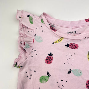 Girls Anko, pink cotton top, fruit, FUC, size 6,  