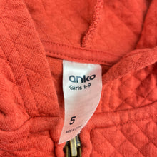 Load image into Gallery viewer, Girls Anko, lightly quilted zip hoodie sweater, GUC, size 5,  