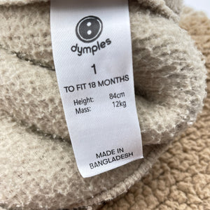 Unisex Dymples, fleece zip hoodie sweater, GUC, size 1,  
