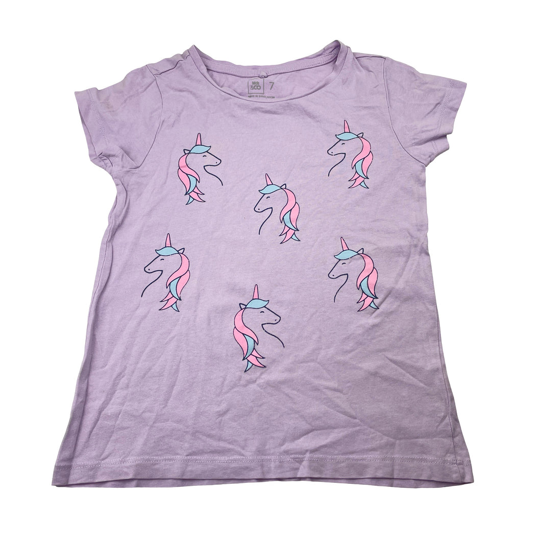 Girls Kids & Co, cotton tee / top, unicorns, GUC, size 7,  