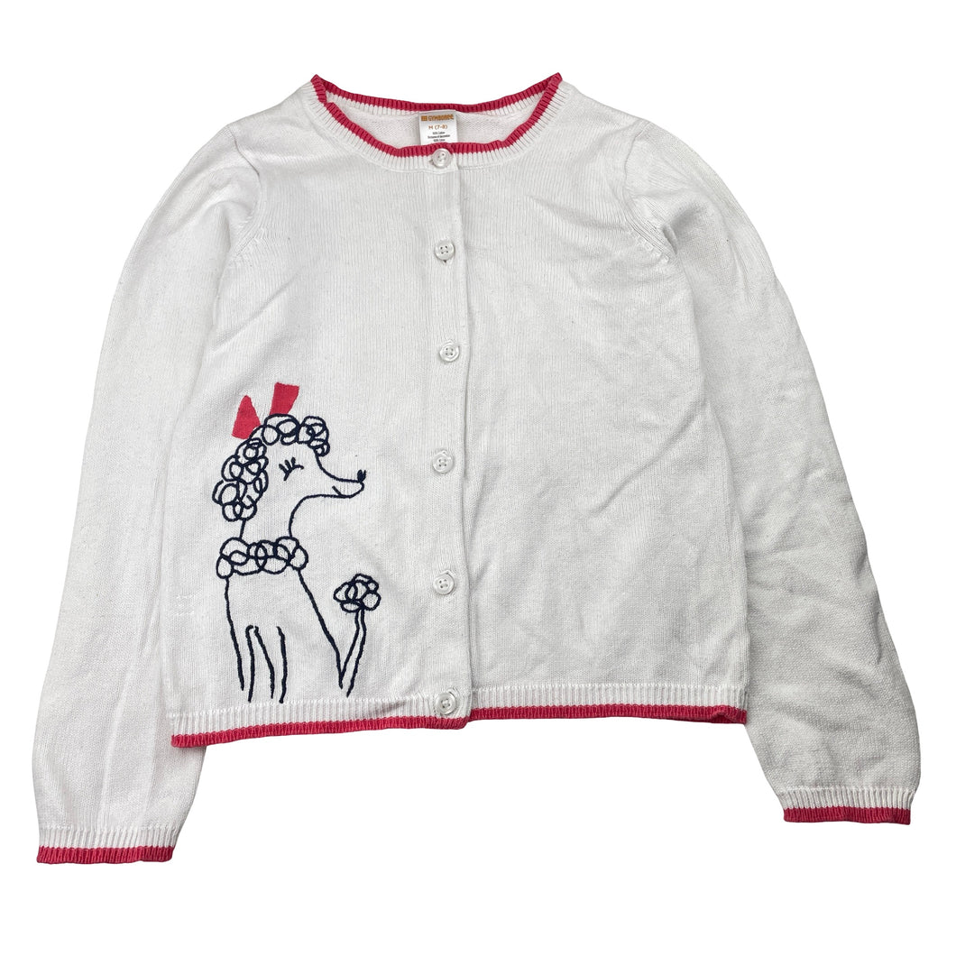 Girls GYMBOREE, embroidered knit cotton cardigan, dog, FUC, size 7-8,  