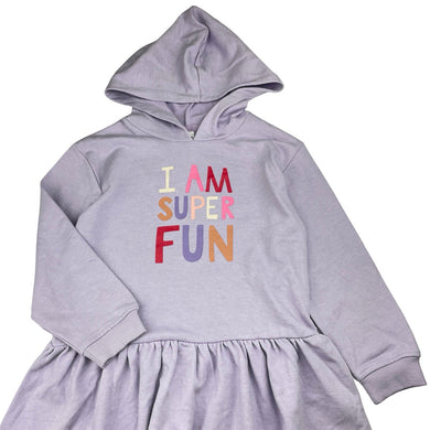 Girls KID, purple hooded sweater dress, EUC, size 5, L: 57cm