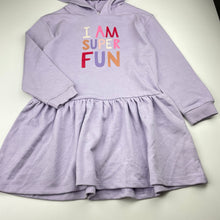 Load image into Gallery viewer, Girls KID, purple hooded sweater dress, EUC, size 5, L: 57cm