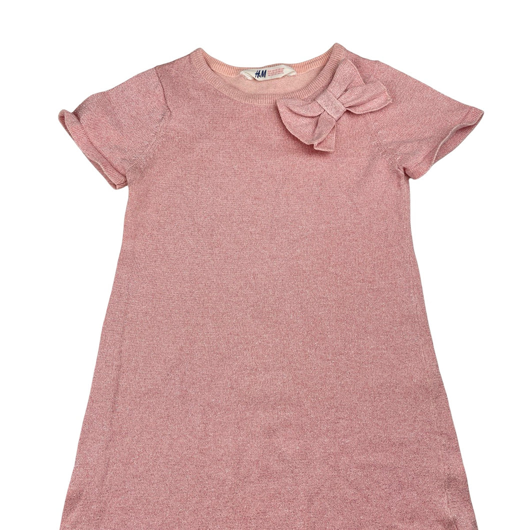 Girls H&M, pink & silver metallic knit dress, GUC, size 7-8, L: 59cm
