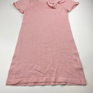 Girls H&M, pink & silver metallic knit dress, GUC, size 7-8, L: 59cm