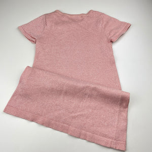 Girls H&M, pink & silver metallic knit dress, GUC, size 7-8, L: 59cm