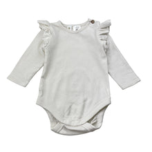 Load image into Gallery viewer, Girls Dymples, ribbed ruffle bodysuit / romper, GUC, size 00,  