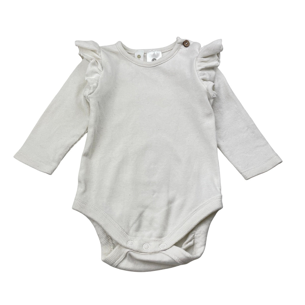 Girls Dymples, ribbed ruffle bodysuit / romper, GUC, size 00,  