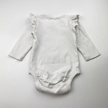 Load image into Gallery viewer, Girls Dymples, ribbed ruffle bodysuit / romper, GUC, size 00,  