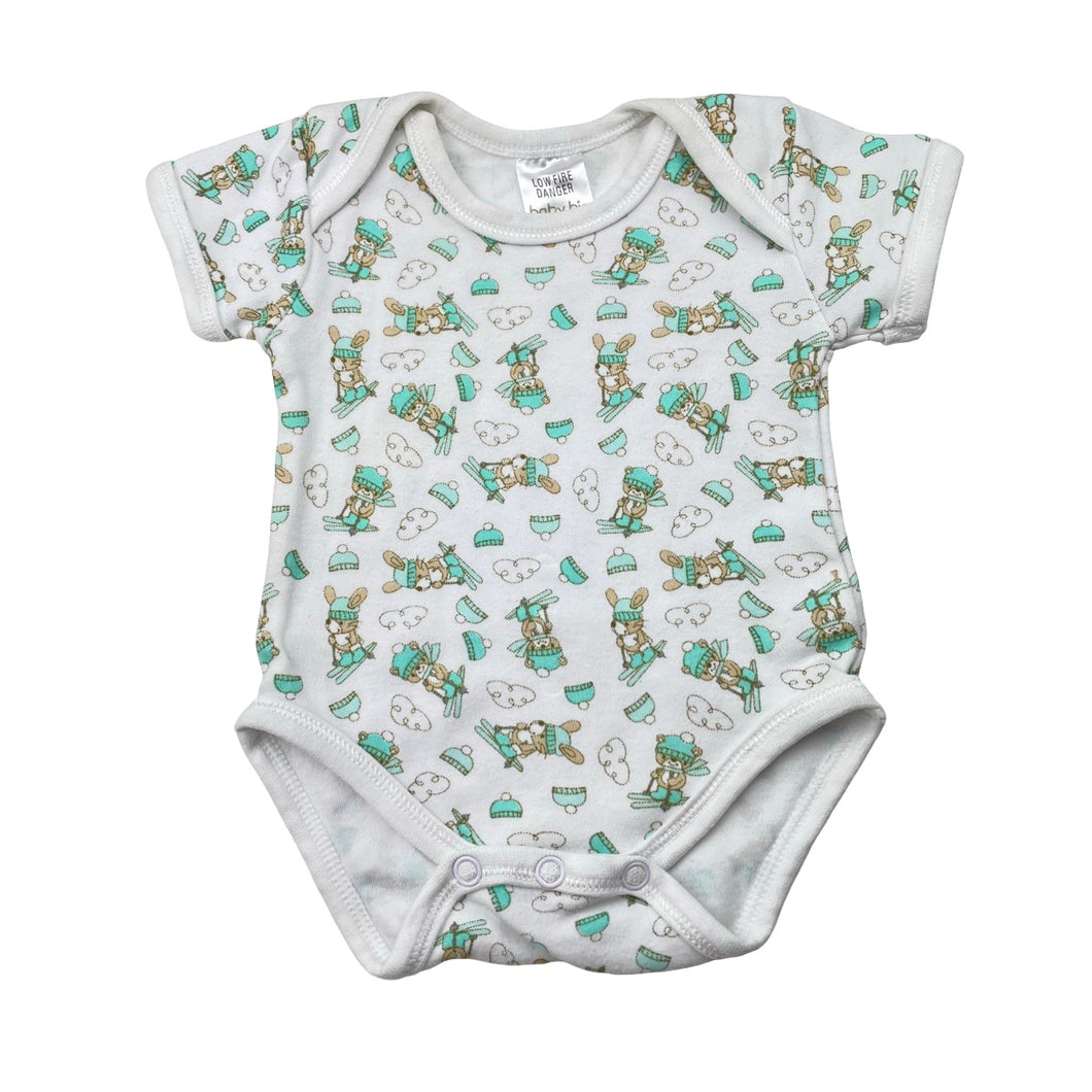 Unisex Baby Biz, cotton bodysuit / romper, ski bunny, FUC, size 0000,  