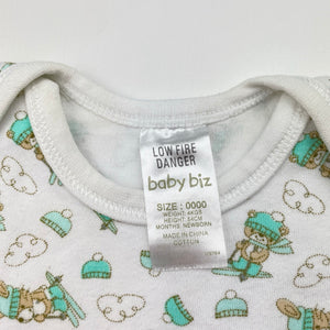 Unisex Baby Biz, cotton bodysuit / romper, ski bunny, FUC, size 0000,  