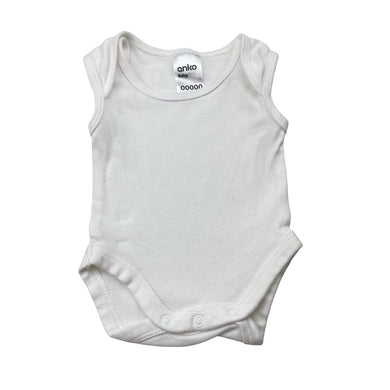 Unisex Anko, white cotton singletsuit romper, EUC, size 00000,  