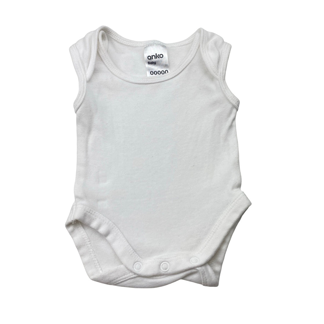 Unisex Anko, white cotton singletsuit romper, EUC, size 00000,  
