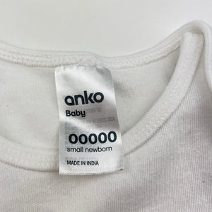 Unisex Anko, white cotton singletsuit romper, EUC, size 00000,  