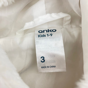 Girls Anko, faux fur hooded vest / sleeveless jacket, EUC, size 3,  