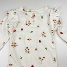 Load image into Gallery viewer, Girls Snuggle Hunny, stretchy organic cotton floral ruffle romper, EUC, size 000,  