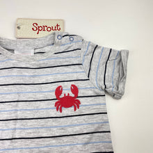Load image into Gallery viewer, Boys Sprout, striped, embroidered romper, crab, NEW, size 0,  