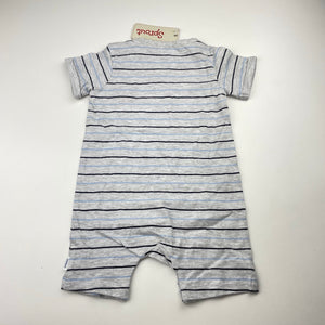 Boys Sprout, striped, embroidered romper, crab, NEW, size 0,  