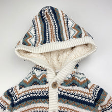 Load image into Gallery viewer, Unisex Anko, thick fleece-lined knit cotton hooded cardigan, EUC, size 000,  