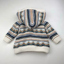 Load image into Gallery viewer, Unisex Anko, thick fleece-lined knit cotton hooded cardigan, EUC, size 000,  