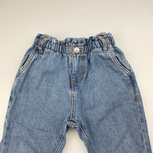 Load image into Gallery viewer, Unisex Zara, blue denim pants, elasticated, EUC, size 0,  