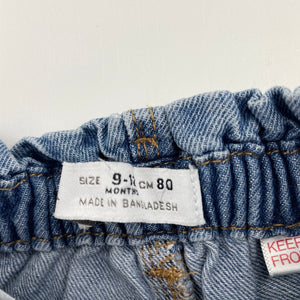 Unisex Zara, blue denim pants, elasticated, EUC, size 0,  