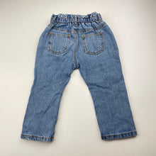 Load image into Gallery viewer, Unisex Zara, blue denim pants, elasticated, EUC, size 0,  