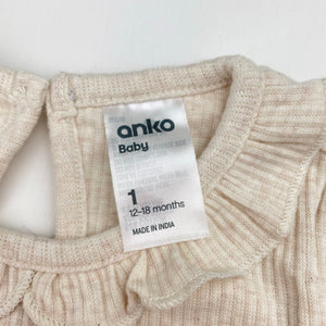 Girls Anko, ribbed ruffle bodysuit / romper, EUC, size 1,  