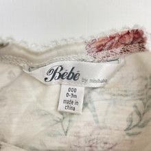 Load image into Gallery viewer, Girls Bebe by Minihaha, floral zip romper, bees, GUC, size 000,  