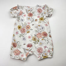 Load image into Gallery viewer, Girls Bebe by Minihaha, floral zip romper, bees, GUC, size 000,  