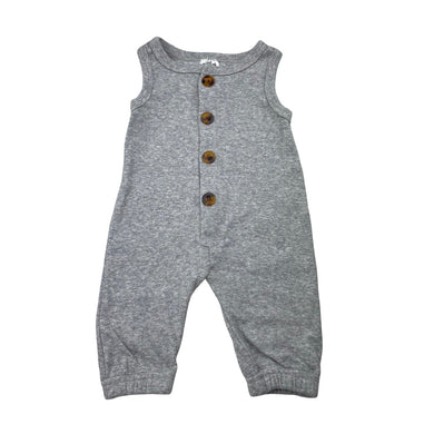 Unisex Baby Berry, grey ribbed stretchy romper, EUC, size 0000,  