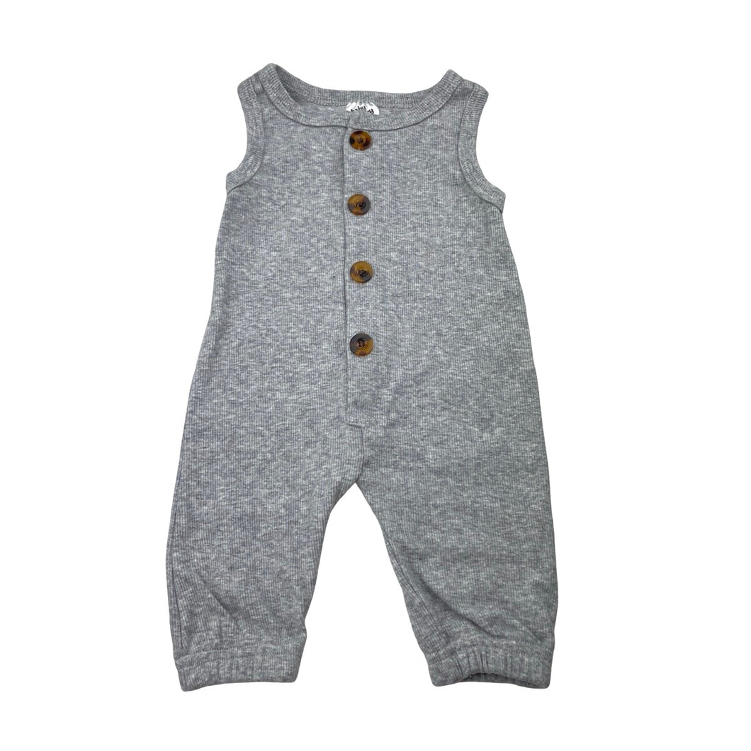 Unisex Baby Berry, grey ribbed stretchy romper, EUC, size 0000,  