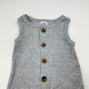 Unisex Baby Berry, grey ribbed stretchy romper, EUC, size 0000,  