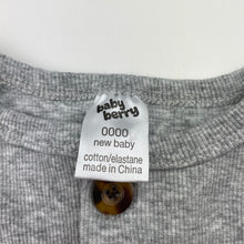 Load image into Gallery viewer, Unisex Baby Berry, grey ribbed stretchy romper, EUC, size 0000,  