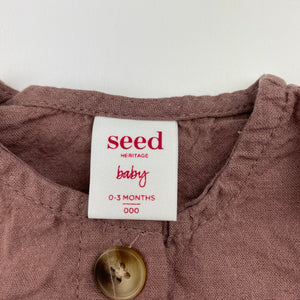 Unisex Seed, linen / cotton summer romper, EUC, size 000,  