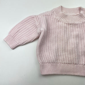 Girls Dymples, pink knitted cotton sweater / jumper, GUC, size 00,  