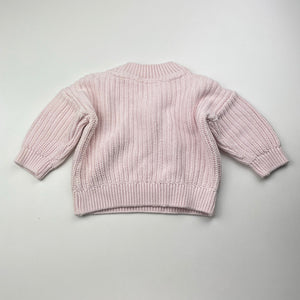 Girls Dymples, pink knitted cotton sweater / jumper, GUC, size 00,  
