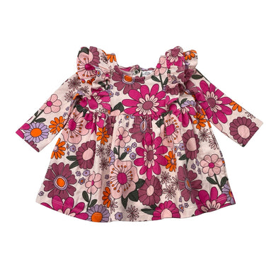 Girls Cotton On, colourful floral stretch cotton dress, EUC, size 000, L: 30cm