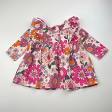 Load image into Gallery viewer, Girls Cotton On, colourful floral stretch cotton dress, EUC, size 000, L: 30cm