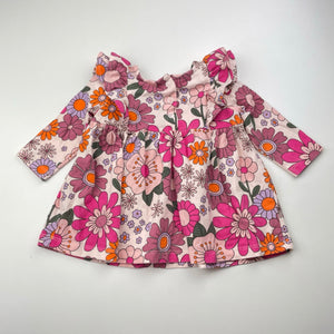 Girls Cotton On, colourful floral stretch cotton dress, EUC, size 000, L: 30cm