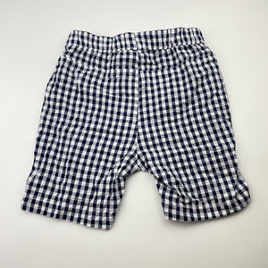 Boys Anko, navy check cotton shorts, elasticated, EUC, size 2,  