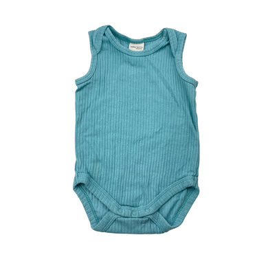 Unisex Baby Berry, ribbed organic cotton bodysuit / romper, GUC, size 00,  