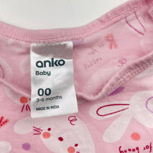 Load image into Gallery viewer, Girls Anko, pink bodysuit / romper, rabbits, GUC, size 00,  