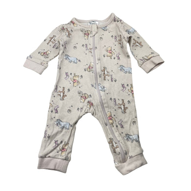 Girls Disney, Winnie the Pooh cotton zip romper, EUC, size 000,  