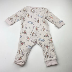 Girls Disney, Winnie the Pooh cotton zip romper, EUC, size 000,  