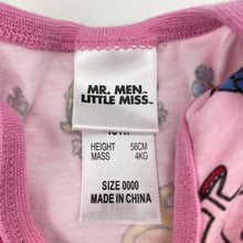 Load image into Gallery viewer, Girls MR MEN , LITTLE MISS Giggles / Chatterbox / Sunshine romper, EUC, size 0000,  