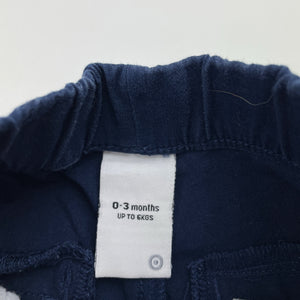 Boys Target, navy stretch cotton pants, elasticated, EUC, size 000,  