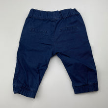 Load image into Gallery viewer, Boys Target, navy stretch cotton pants, elasticated, EUC, size 000,  